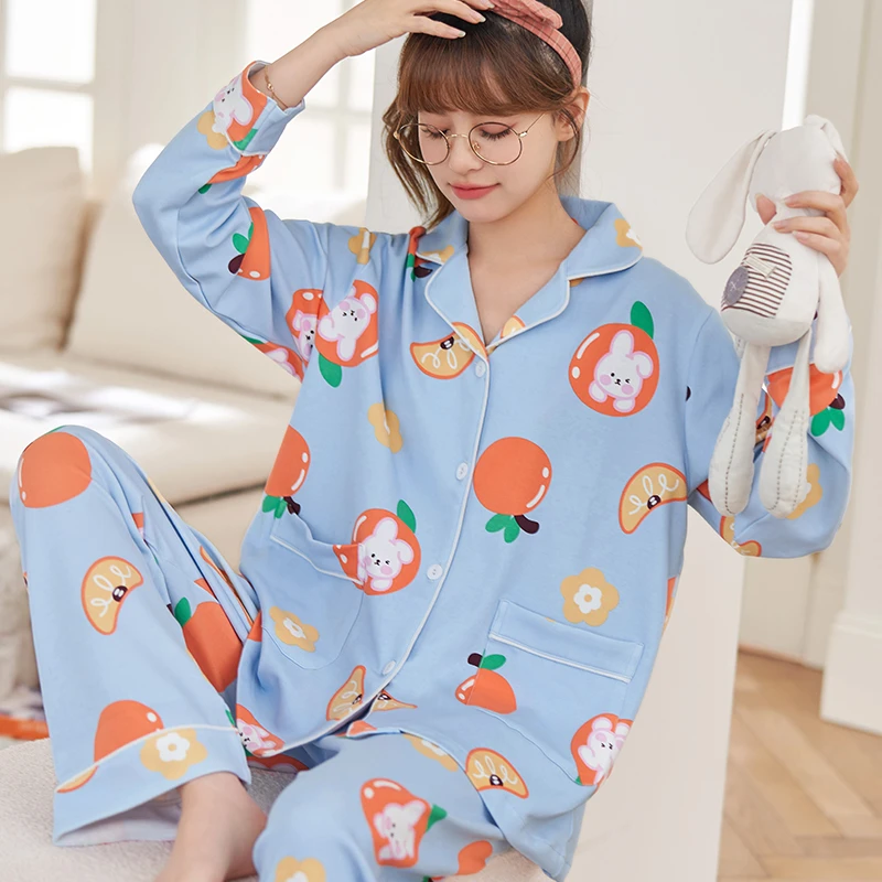 睡衣女秋冬款2025年新款春秋季长袖可外穿休闲可爱卡通家居服套装