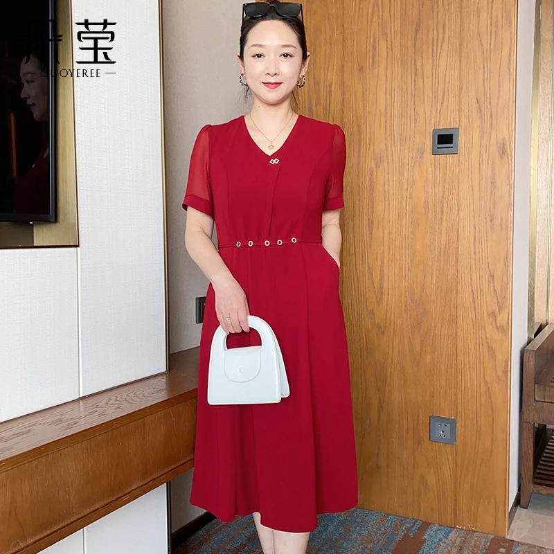 【清仓特价】洋气妈妈夏装时气质中年女装收腰显瘦连衣裙LW23-01