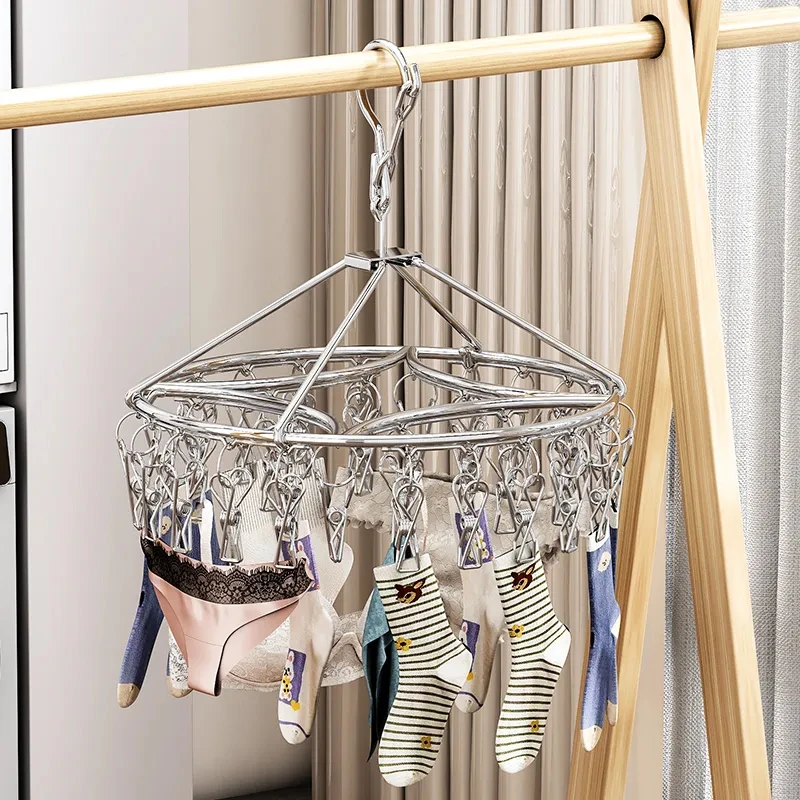 不锈钢衣架室外防风内衣裤袜子不锈钢袜子晾衣服家用袜晒袜子神器