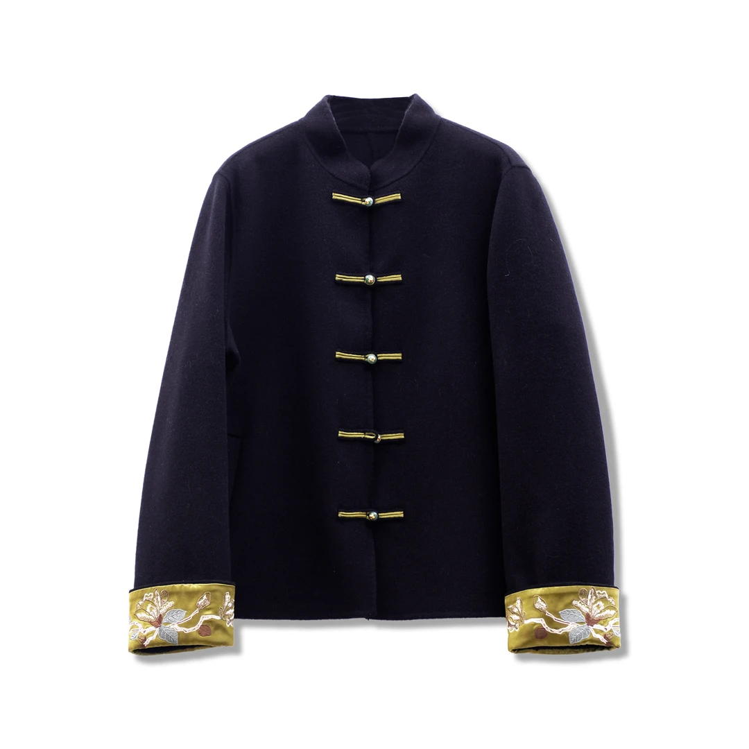 【王老板】2025新款国风刺绣双面尼大衣 620702