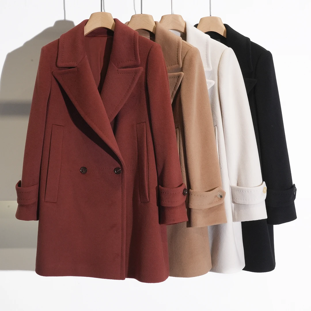 【王老板】女士外套大衣单面呢舒适常规款纯色2024新款291504