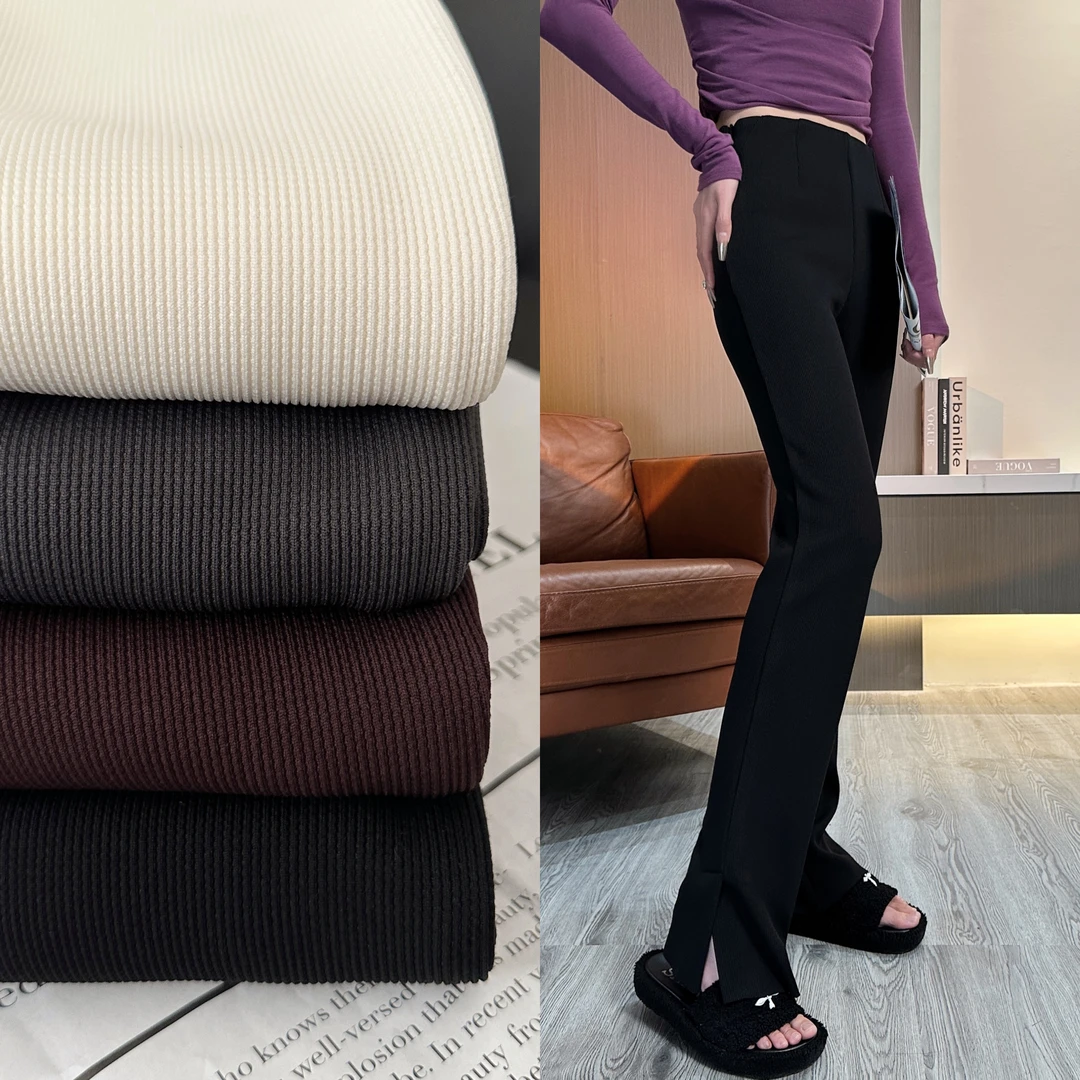 （专属开叉版）秋冬时尚拖地裤窄版垂感直筒裤显高显腿长女裤