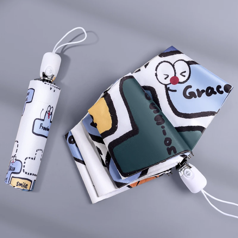 自动雨伞折叠便携学生高颜值ins晴雨两用黑胶防晒防紫外线太阳伞