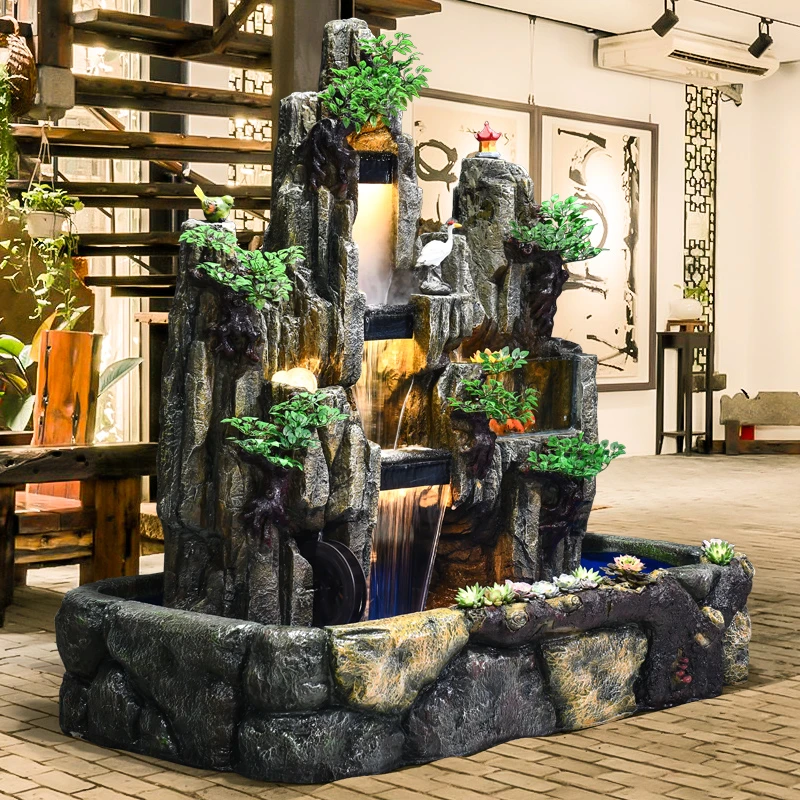 庭院假山流水景观摆件大型户外喷泉装饰布置水循环水泵鱼池造景