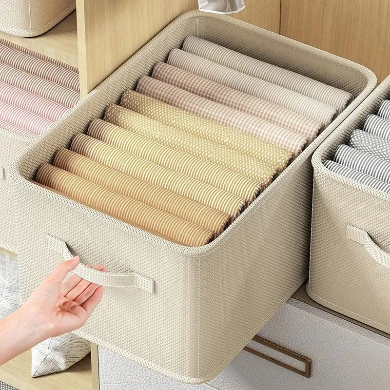 拍1发3衣服收纳筐神器布艺装衣物衣柜分层收纳箱家用框裤子整理盒