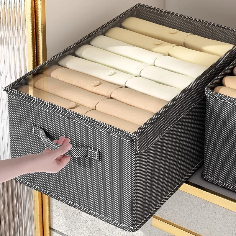 衣服收纳箱家用衣柜分层放衣物裤子整理盒布艺分类折叠储物筐神器