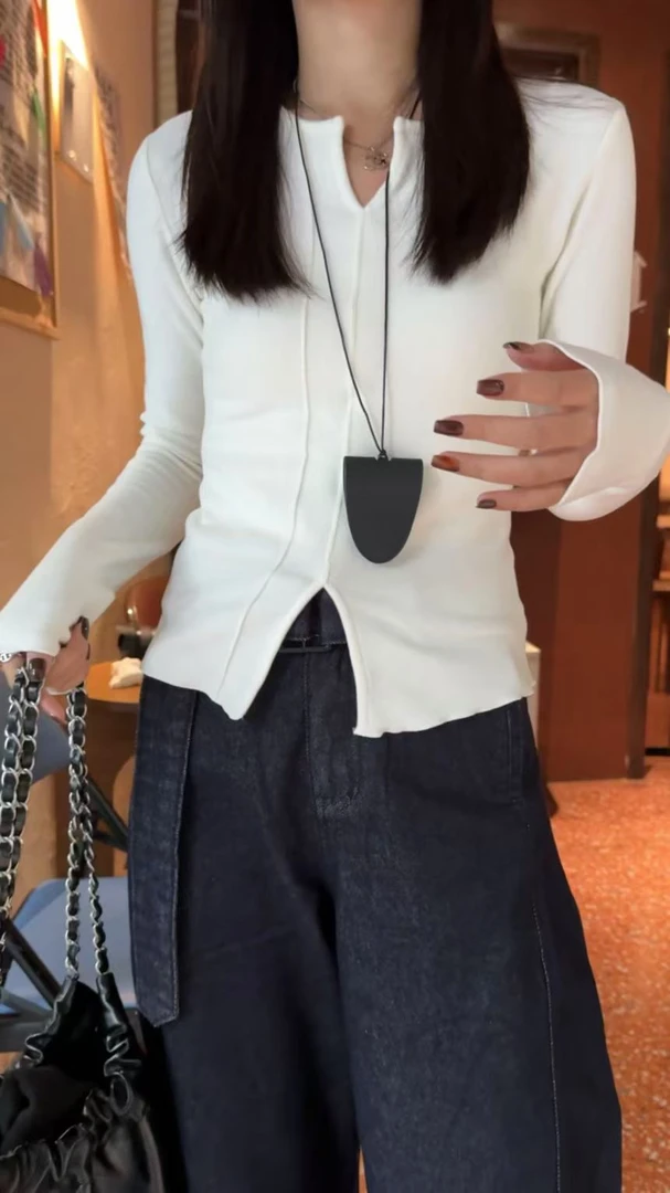 特价不退换【奶油卷】真德绒设显瘦弹力开衩木耳边冬季长袖双面磨毛