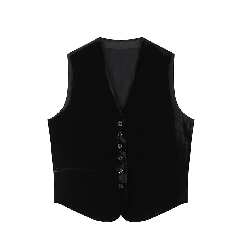 G7V7【返潮复古】百搭神器丝绒气质无袖休闲显瘦马甲