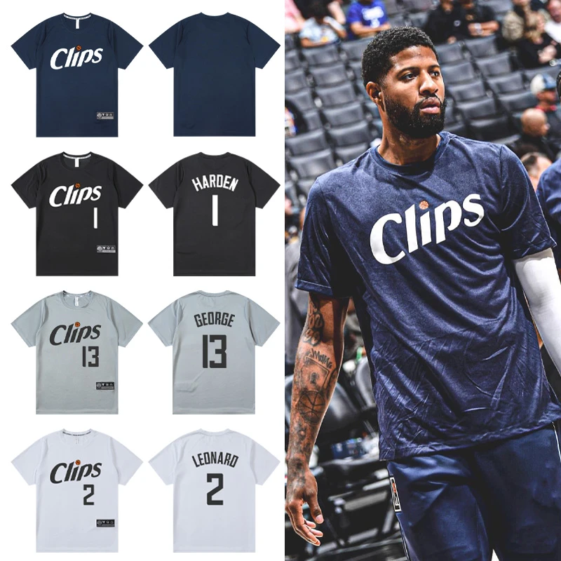 快船哈登乔治训练速干短袖夏季美式伦纳德篮球投篮服运动T恤透气