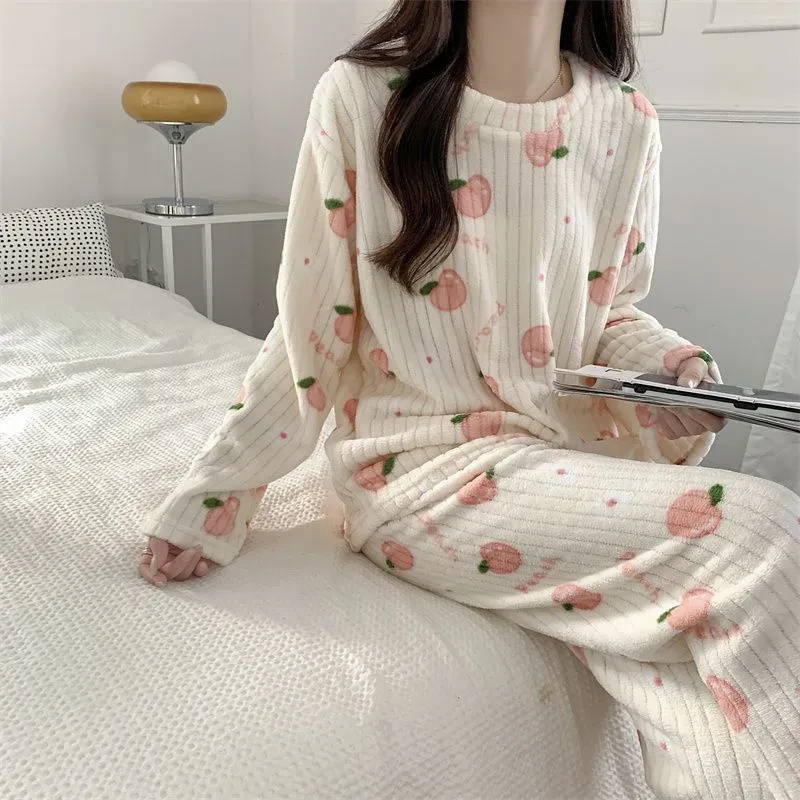 【春季上新】珊瑚绒睡衣女套装秋冬保暖仙女家居服套装春秋天睡衣