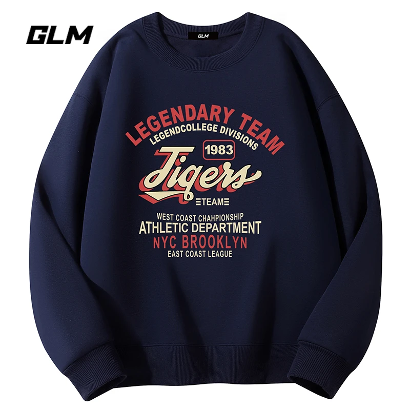 集团品牌GLM春秋男士印花卫衣美式长袖T恤打底衫外套秋季男上衣服