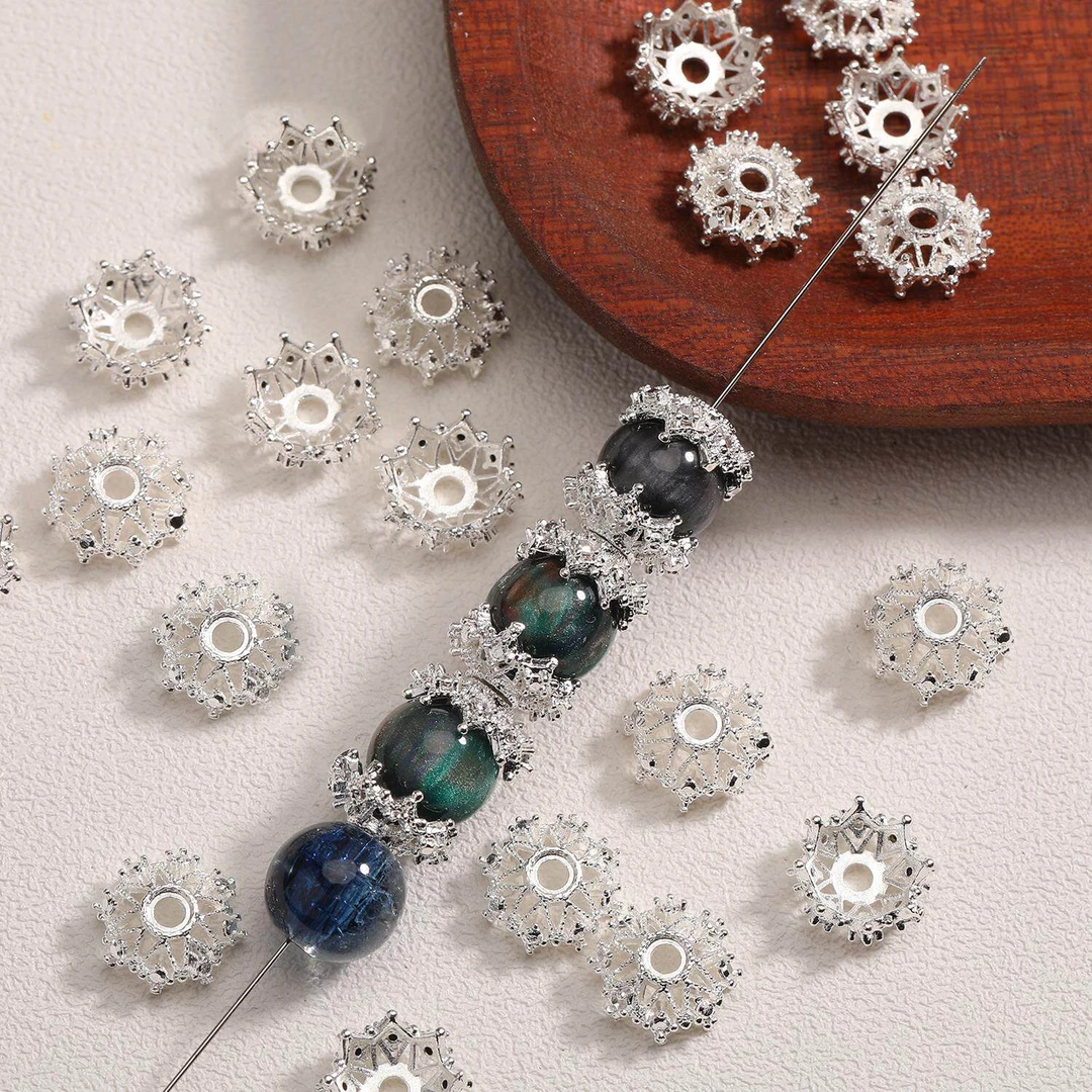 满9.9飞基础合金DIY配件手链串珠花托隔珠吊坠开口圈延长链三通等