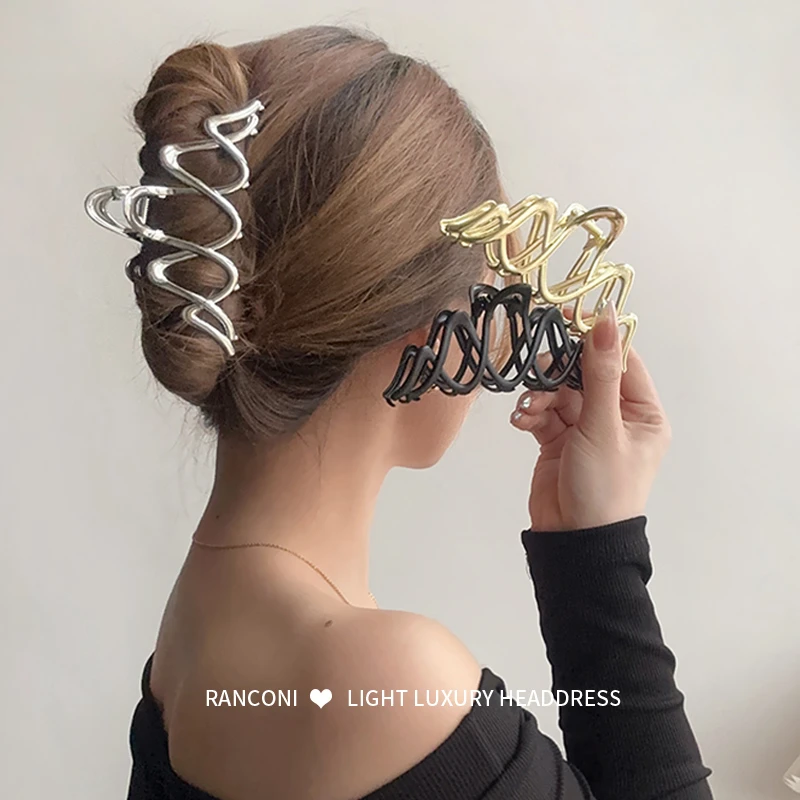 金属发夹女后脑勺大号抓夹发卡网红2023年新款高级感鲨鱼夹