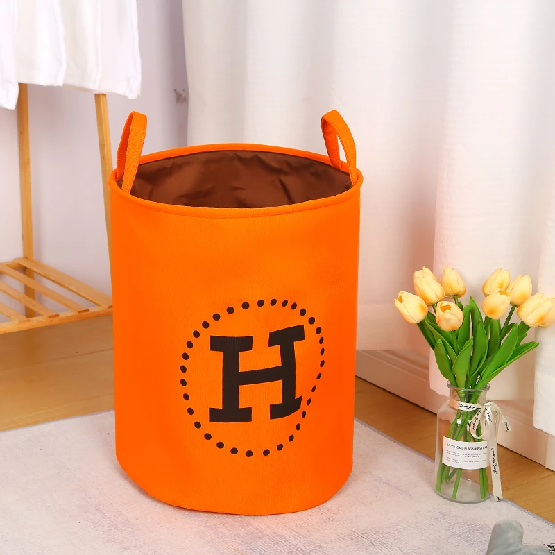 橙色H20-60升轻奢可爱大容量家用简约收纳筐防水北欧可折叠储物