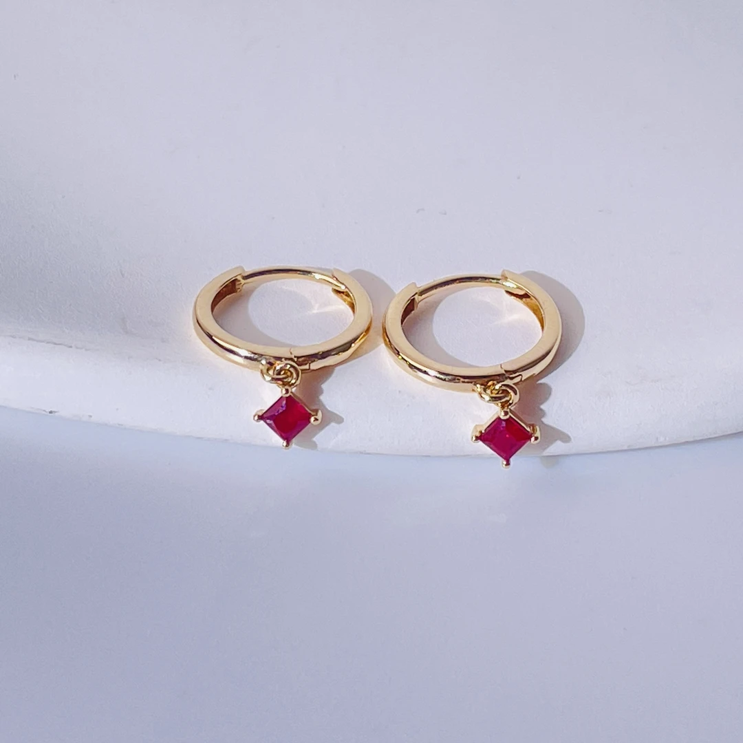 【塞纳河畔】18K金天然红宝石鸽血红耳扣法式时尚