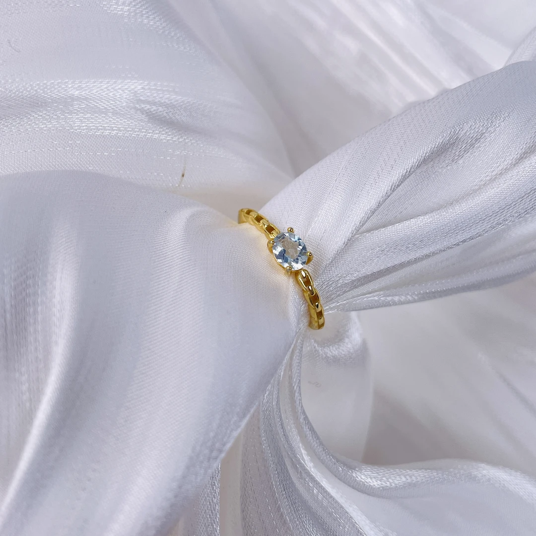 天然海蓝宝戒指S925镶嵌