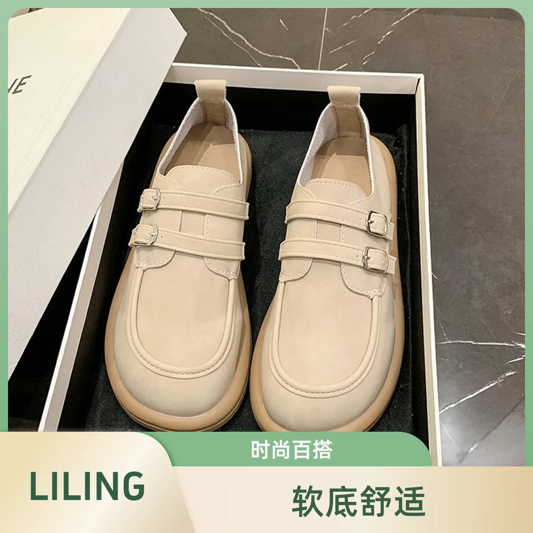 【LI LING】新款勃肯鞋女软舒适乐福鞋2024春秋时尚一字扣带单鞋
