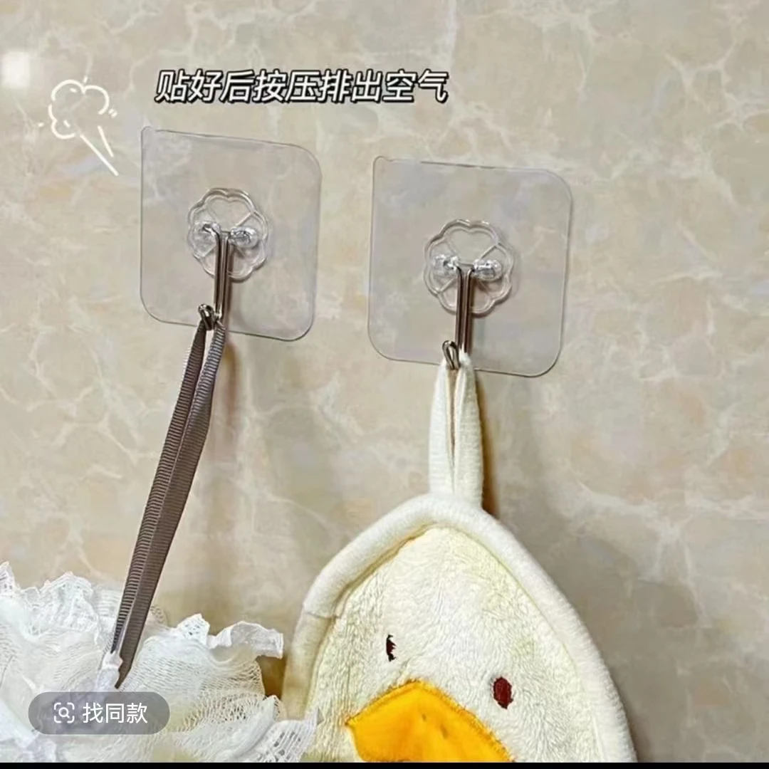 40个无痕挂钩免打孔粘钩加厚款防水透明强力家用粘贴壁挂