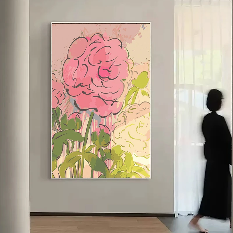 玫瑰的故事刘亦菲数字油画diy填充涂色丙烯彩画 手工手绘装饰画