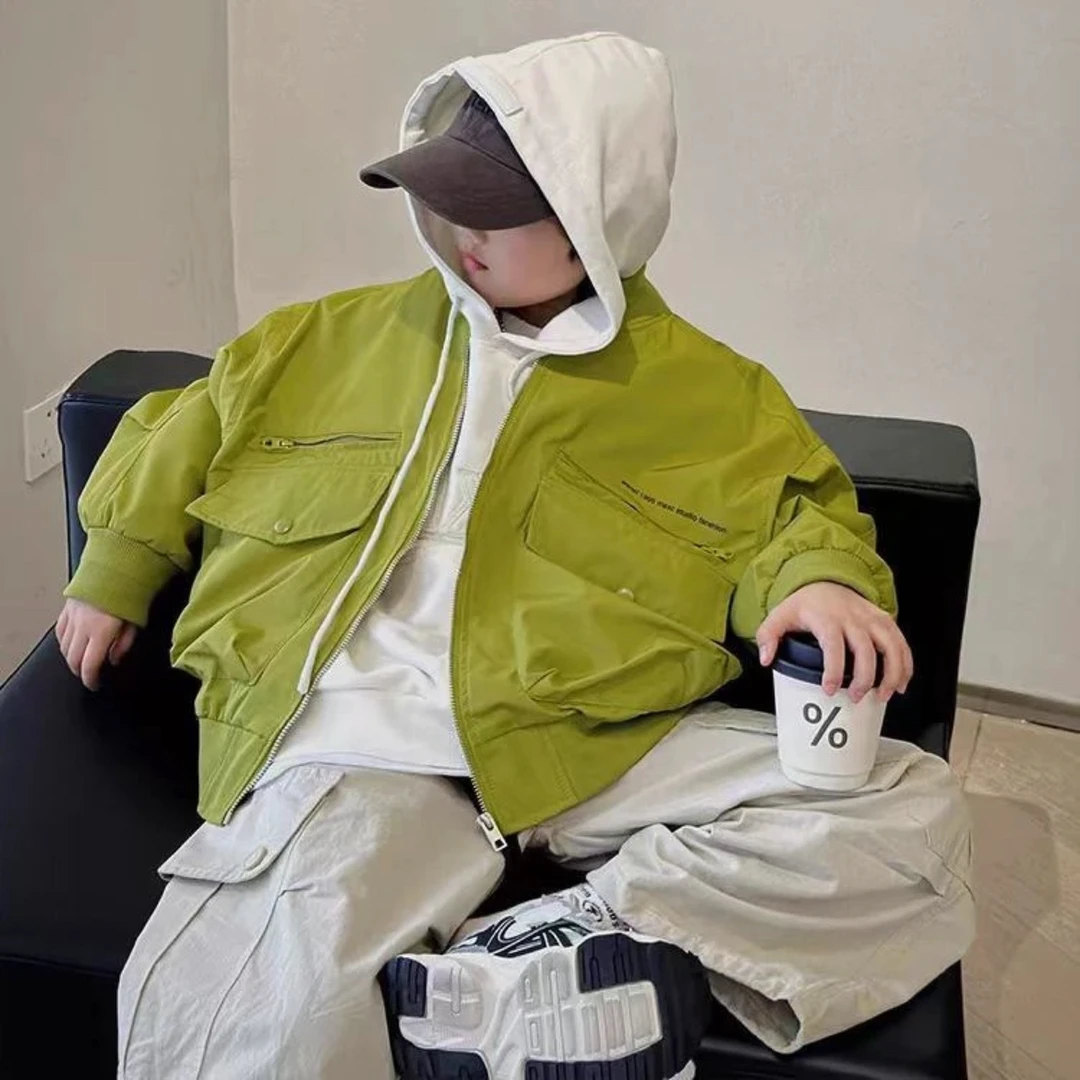 男女童工装外套夹克秋款2024新款上衣中大童夹克