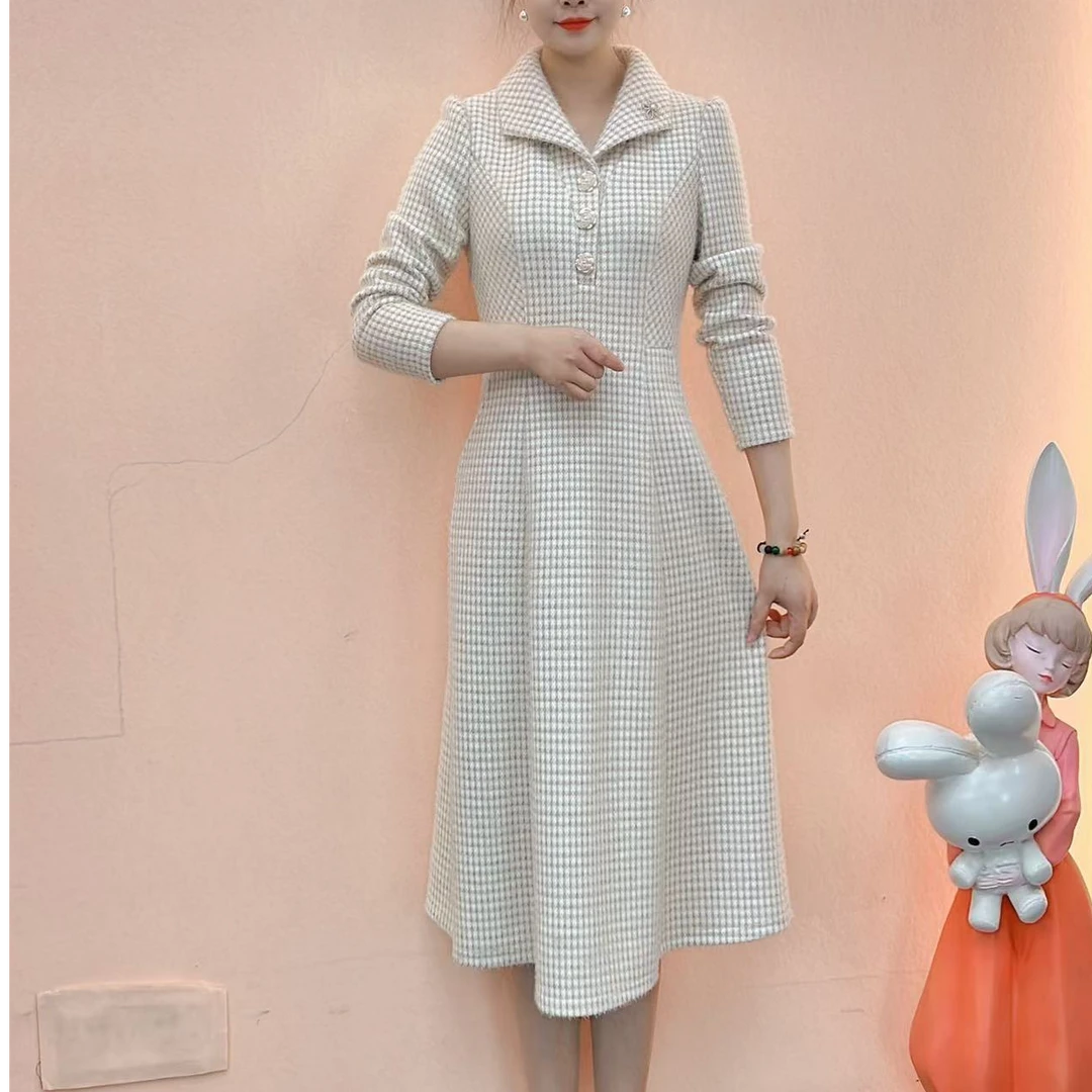 【典雅定制】冬季新款优雅修身减龄百搭显瘦高品质收腰精致连衣裙