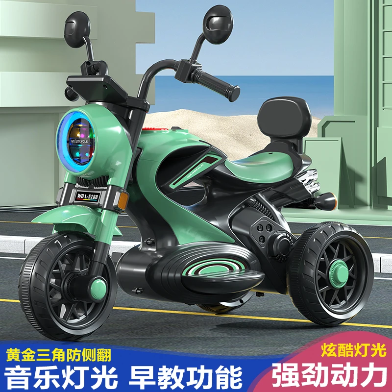 新款复古儿童电动车1-6岁男女宝宝骑行充电款带音乐灯光
