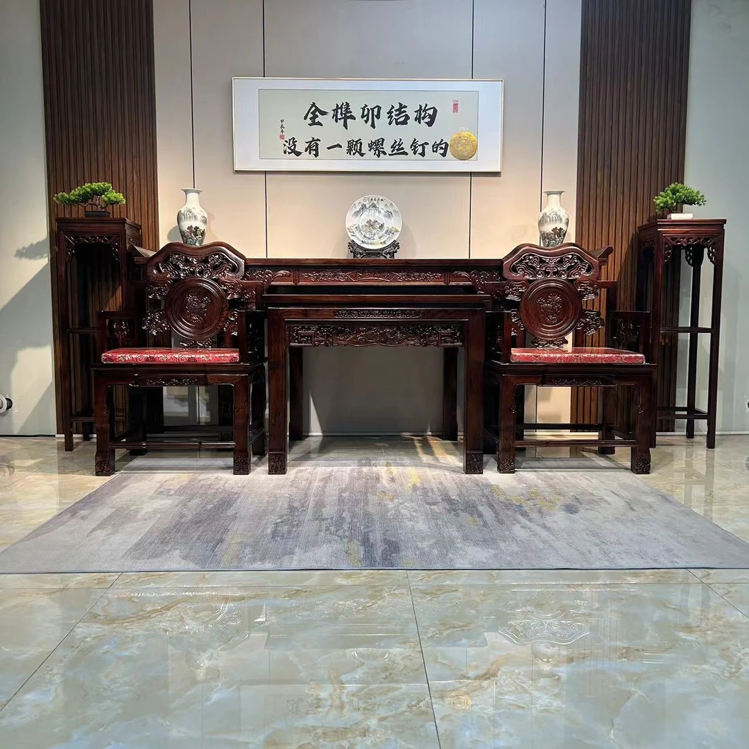 金玉满堂古典客厅实木中堂六件套