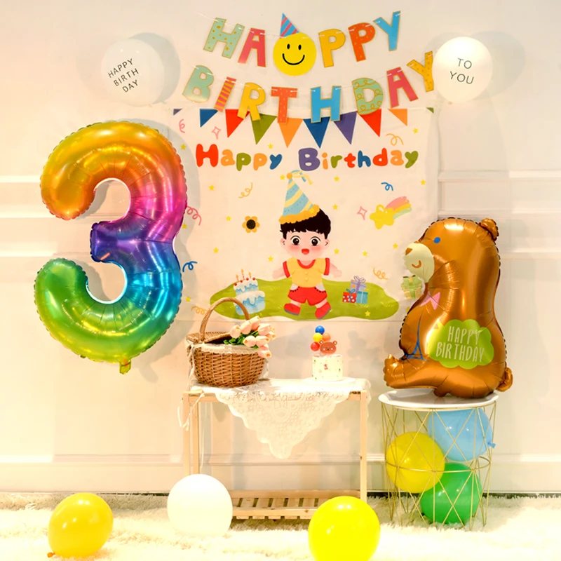 小红书一周岁儿童生日快乐气球布置男孩女宝宝派对背景墙装饰用品