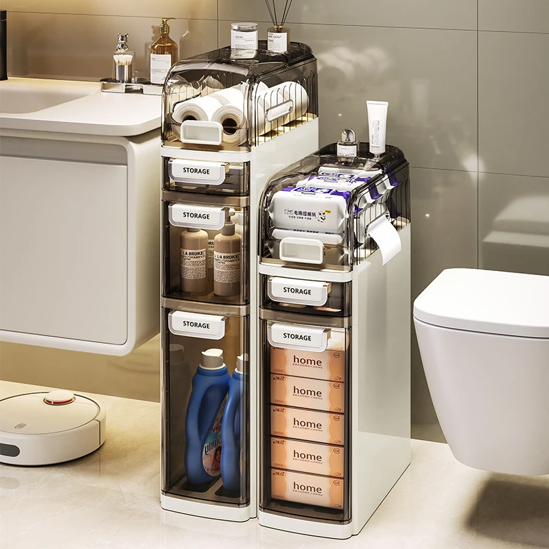 新款夹缝柜浴室窄缝柜洗手间收纳储物柜卫生间缝隙柜马桶侧边窄柜