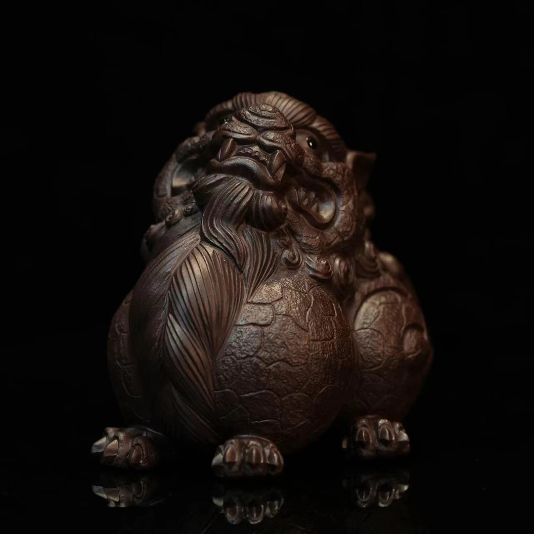 《招财神兽》   紫泥 紫砂摆件手工制作