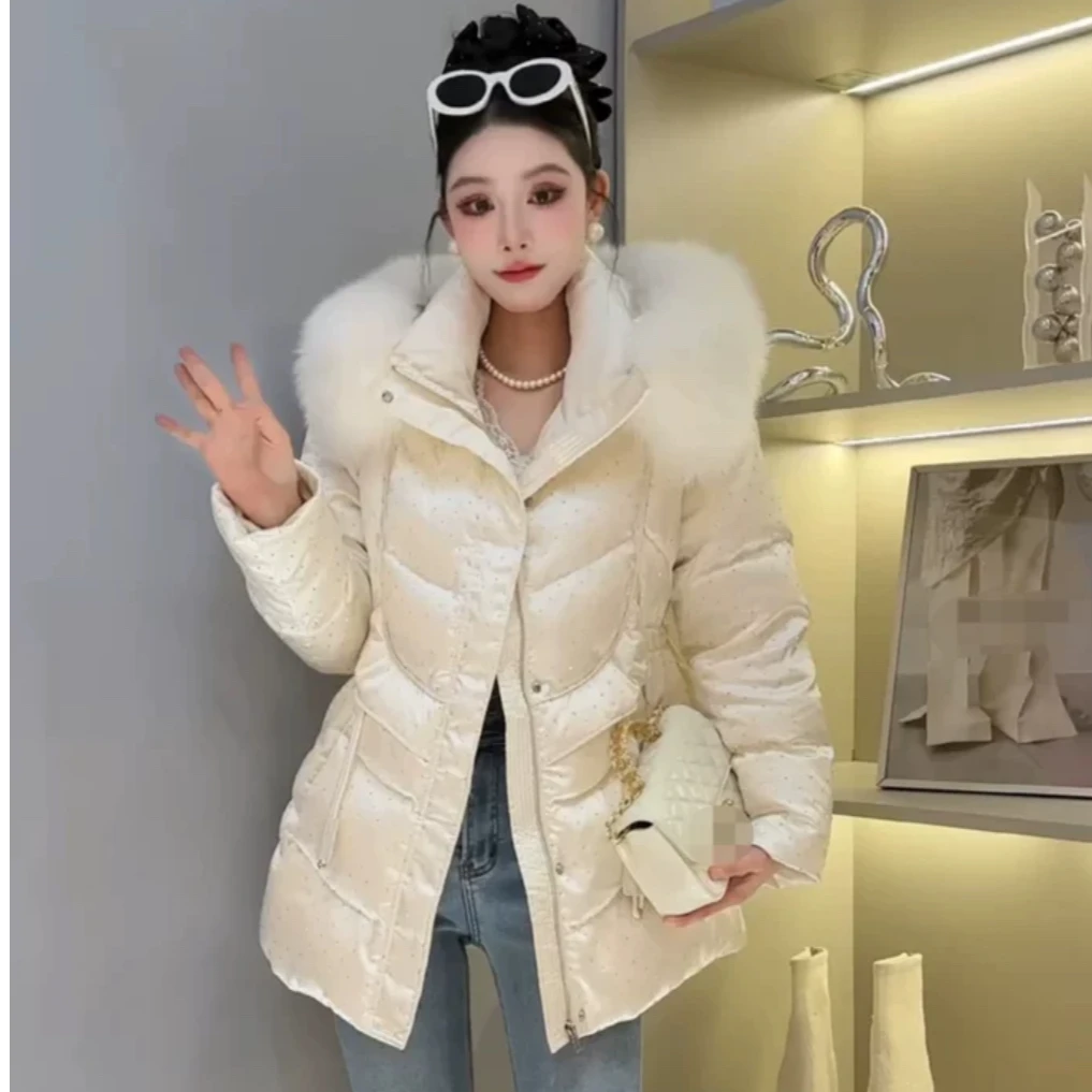 轻奢高品重工烫钻抽绳收腰修身外套