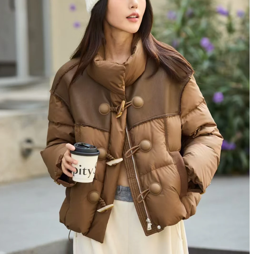 立领潮款拼接加厚短外套