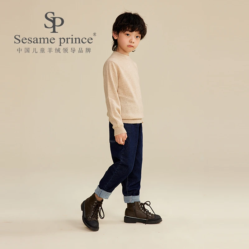 SP【100%纯山羊绒】秋冬半高领净色打底男女童羊绒衫亲子装SC809