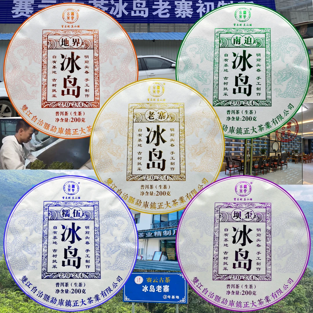 2024冰岛五寨头春套装 普洱茶（生茶）200g*5饼/提 金边版