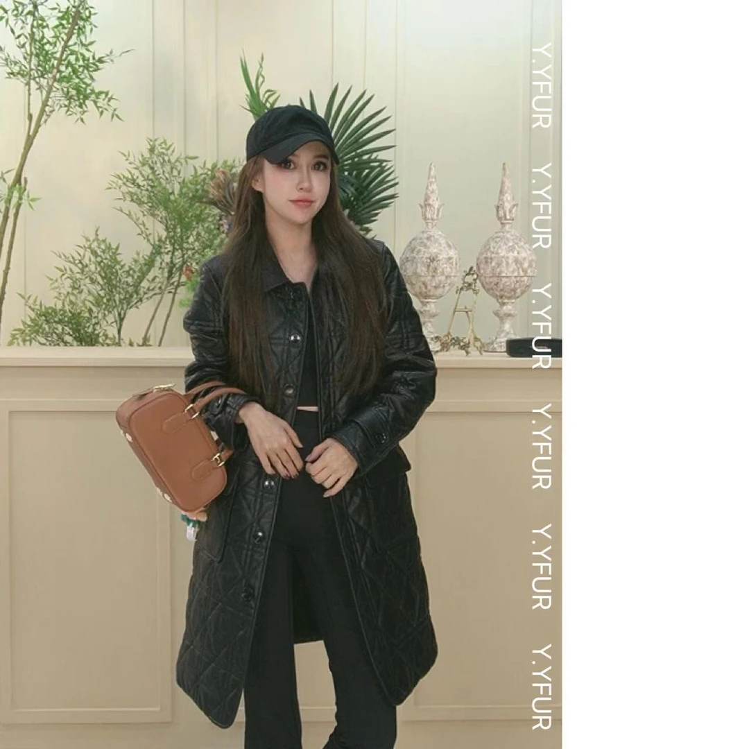 【Y.Y Fur】“黑泡芙”中长皮衣加棉外套-8922