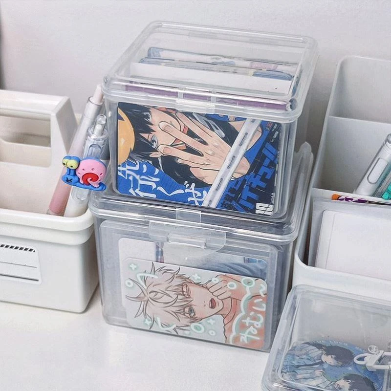 抽卡盒收纳盒放小卡收卡盒咕卡盒大容量翻盖整理盒子多功能防尘盒