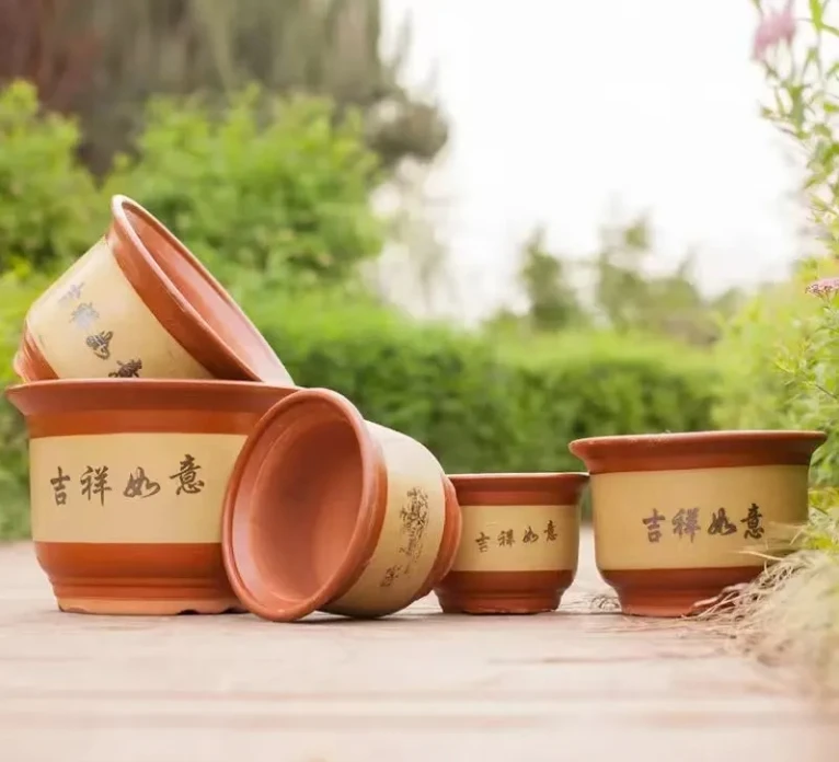 陶瓷大号陶土粗陶特大码花盆清紫砂仓盆景处理桂花兰花盆落地花盆
