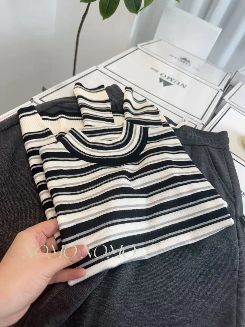 【宽条~外贸】2024新款百搭时尚套头针织衫A07