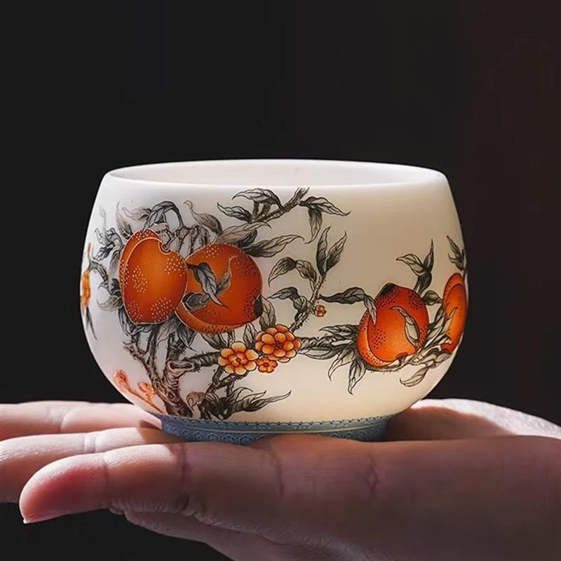 羊脂玉德化白瓷茶杯主人杯素烧中式个人功夫茶具单只复古风伴手礼