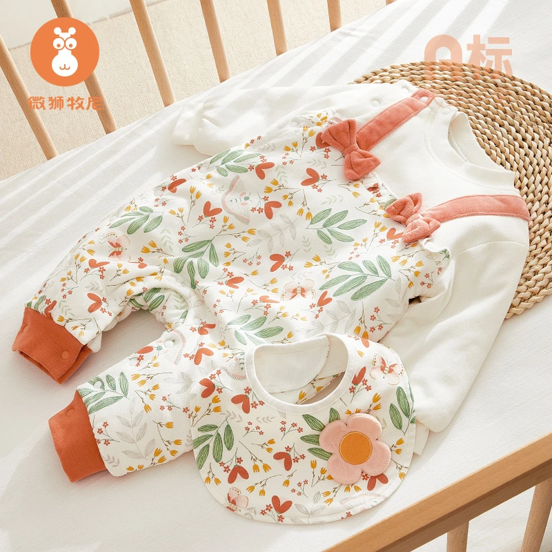 【老板福利·花丛的秘密】婴儿连体衣宝宝外出夹棉棉服加厚保暖棉袄