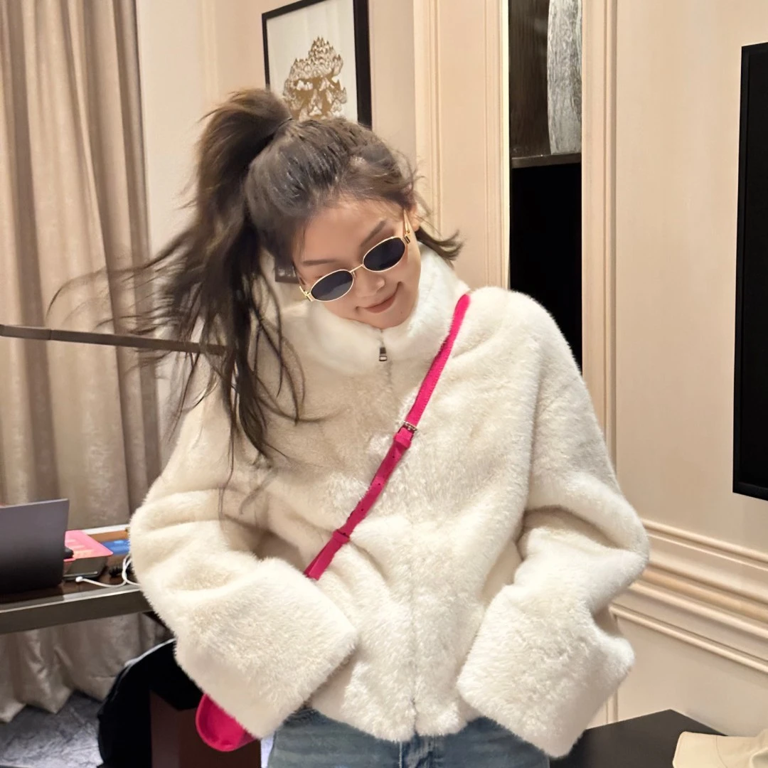 2036（迟迟专属）新款欧货毛毛外套短款拉链版