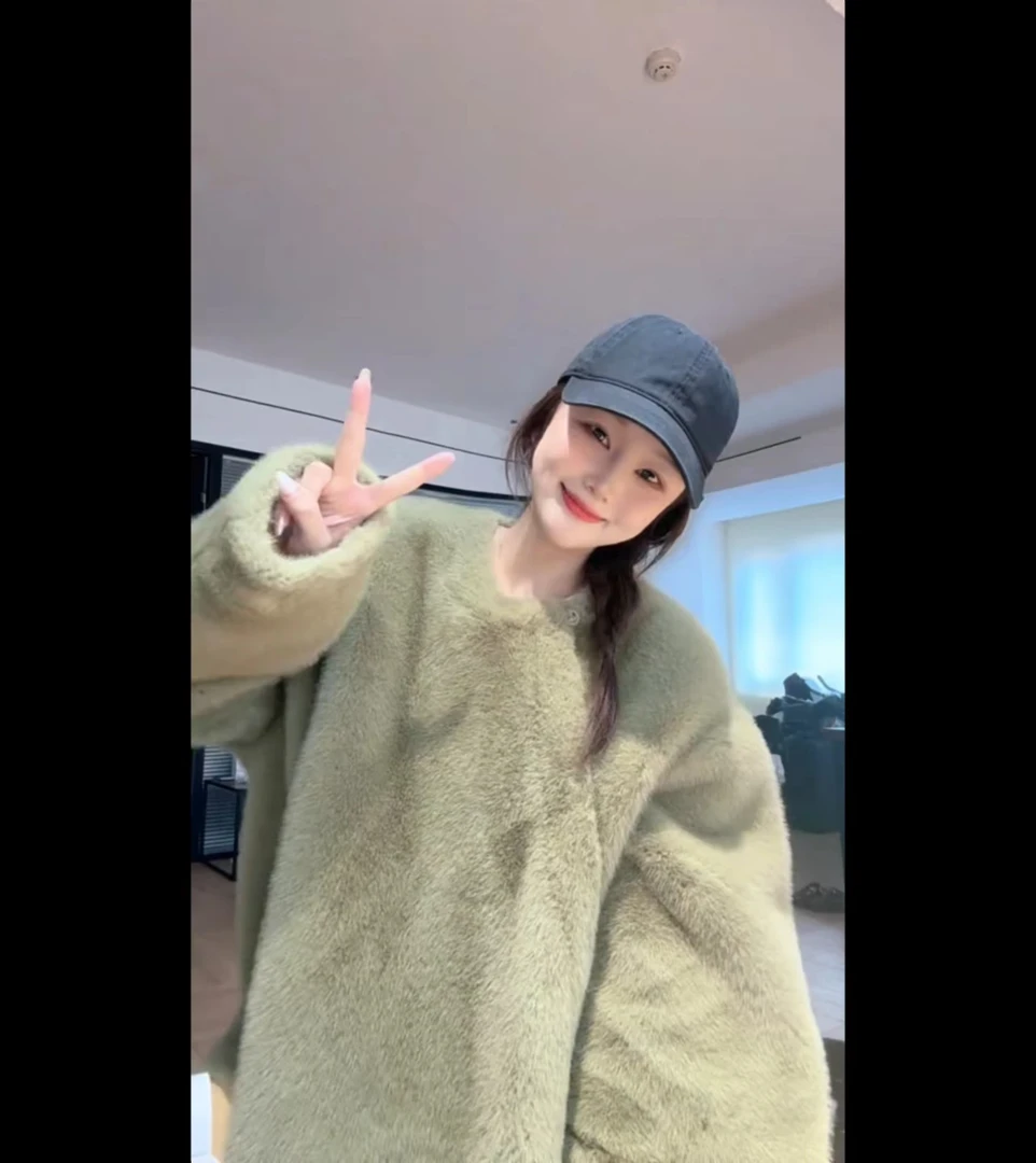 迟迟-新款毛毛外套斜门襟盘扣时尚百搭~