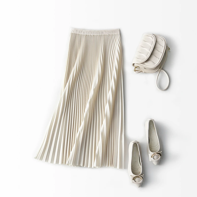 2025新款欧式春夏秋季百褶裙中长款高腰a字女百搭高级感半身裙
