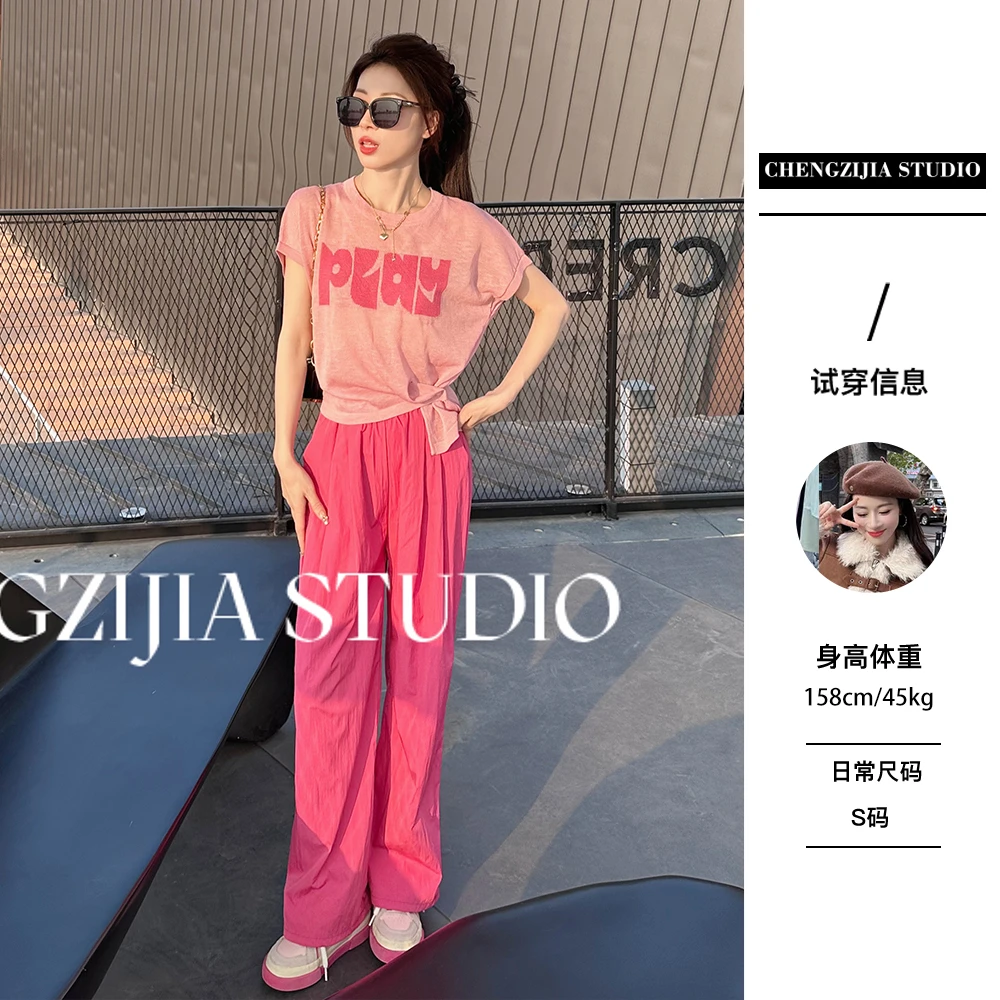 【裴诗婷】TX0454字母圆领绑带T恤07