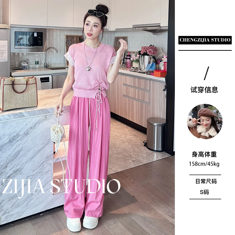 【裴诗婷】橙子·studio 【芭比小偶】TX0439圆领蕾丝拼接短袖T恤