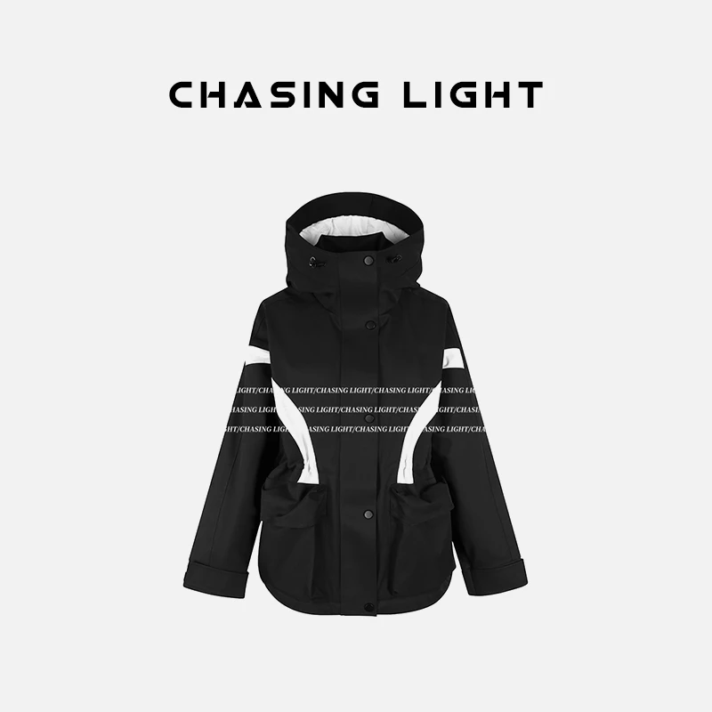【CHASING LIGHT】白鹅绒黑白撞色户外派克服 W2711