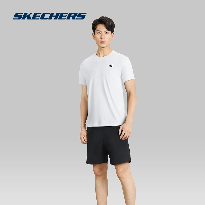Skechers斯凯奇夏季速干运动套装男女款休闲透气短袖短裤P223W163