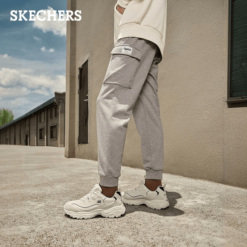 Skechers斯凯奇2023秋男款黑色直筒束脚休闲工装运动长裤L323M077