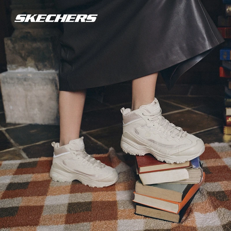 Skechers斯凯奇秋冬季中帮熊猫鞋女鞋厚底时尚保暖舒适靴子167569