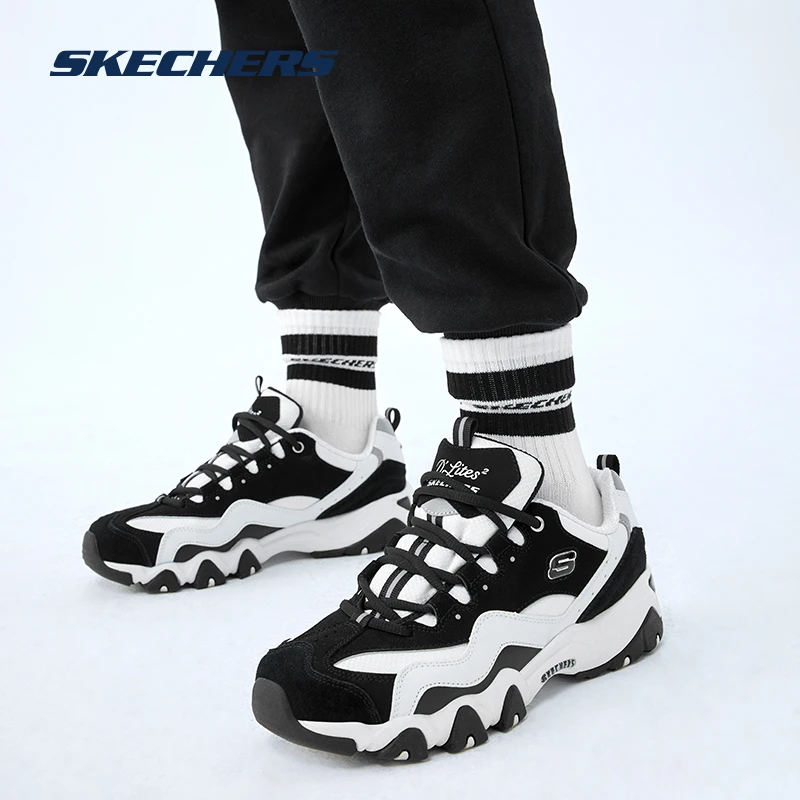 Skechers斯凯奇女鞋黑白熊猫鞋经典时尚增高休闲运动跑步鞋12493